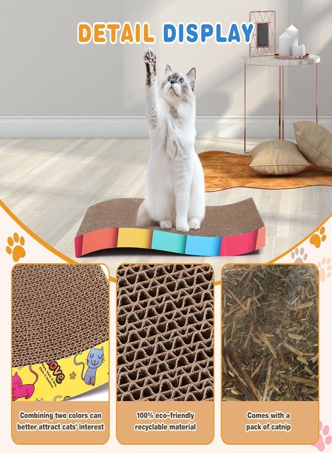 NEXT VOGUE 5 Pcs Multicolor Printed Cat Scratcher Pads with Catnip – Eco-Friendly Corrugated S-Shape Scratch Boards, Reversible, Heavy Duty for Indoor Cats & Furniture Protection - Image 3